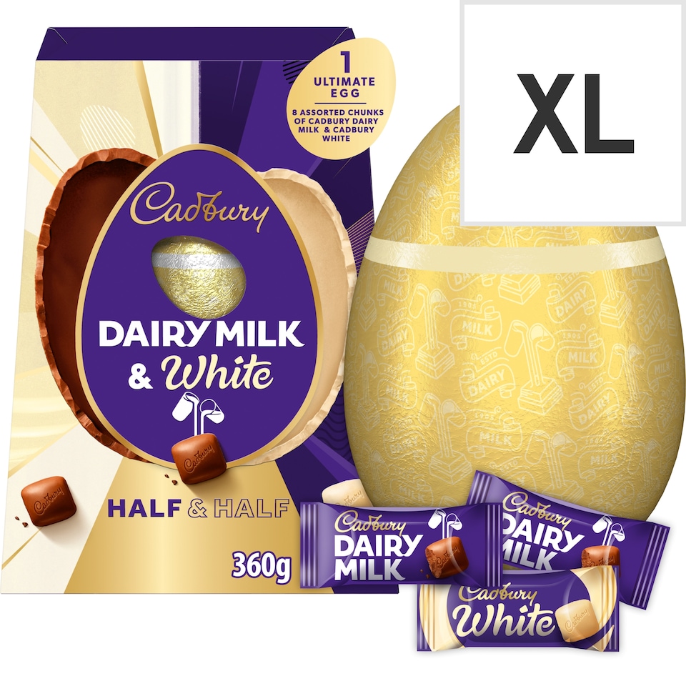 Cadbury Dairy Milk & White half & Half Shell Egg 360G