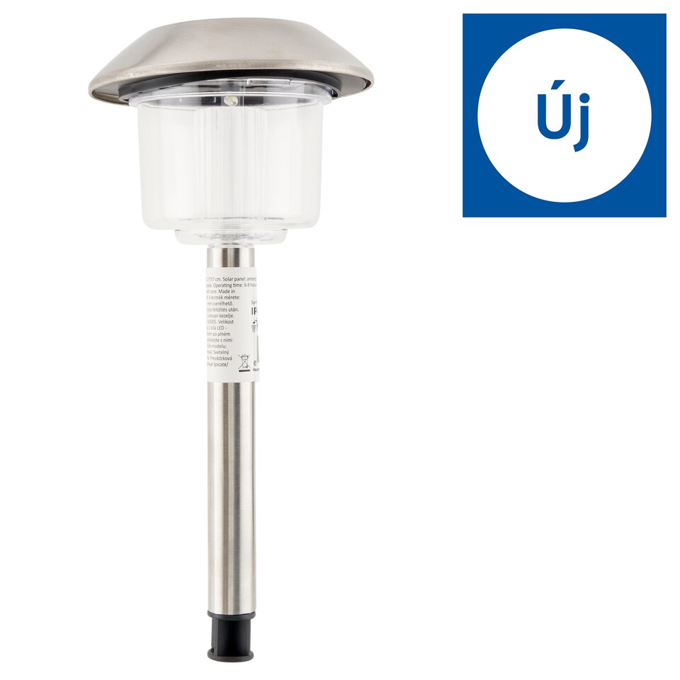 GM3005 rozsdamentes acél és műanyag napelemes lámpa 12,5 x 12,5 x 37 cm
