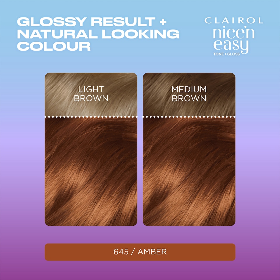 image 1 of CLAIROL NICE'N EASY TONE+GLOSS SEMI PERMANENT HAIR DYE - 645/92 AMBER