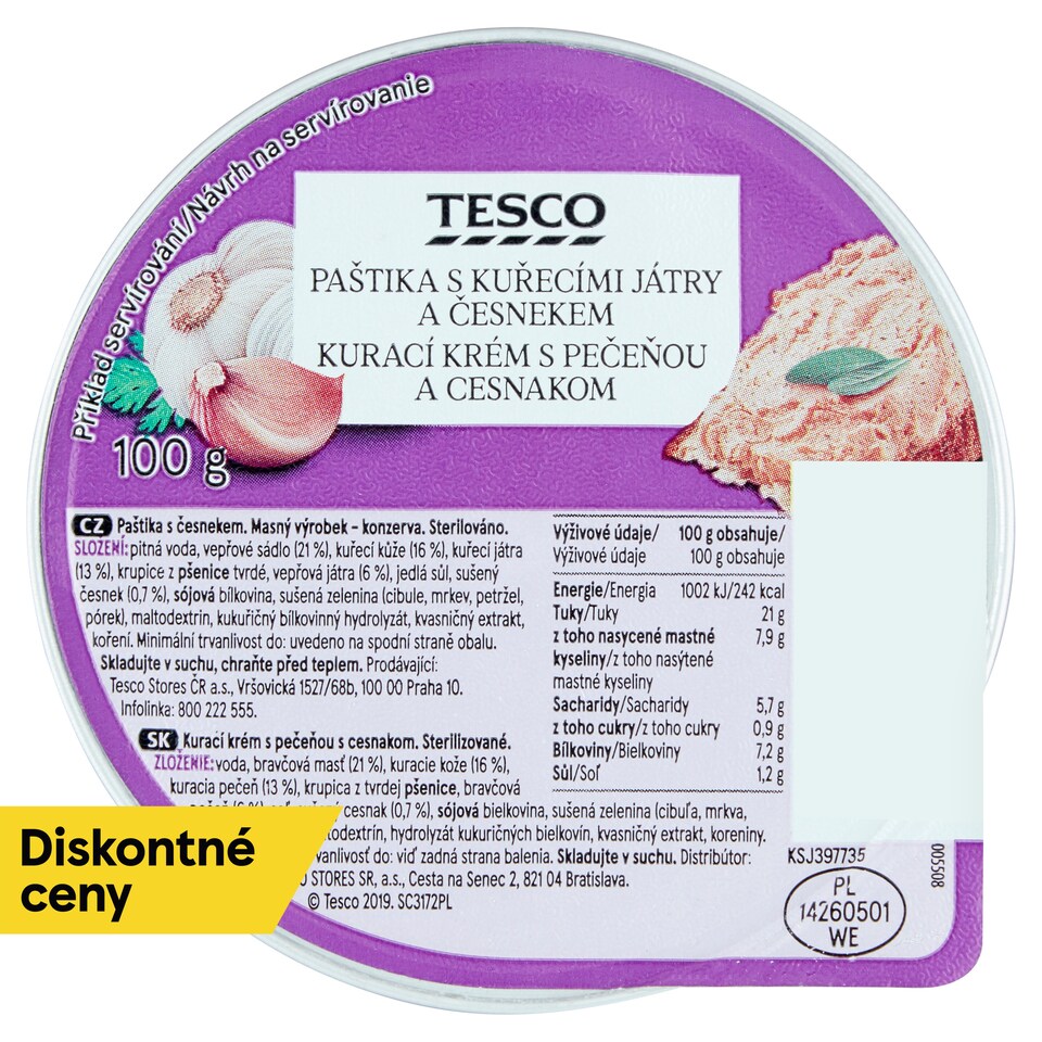 Tesco Chicken Cream with Liver and Garlic 100 g