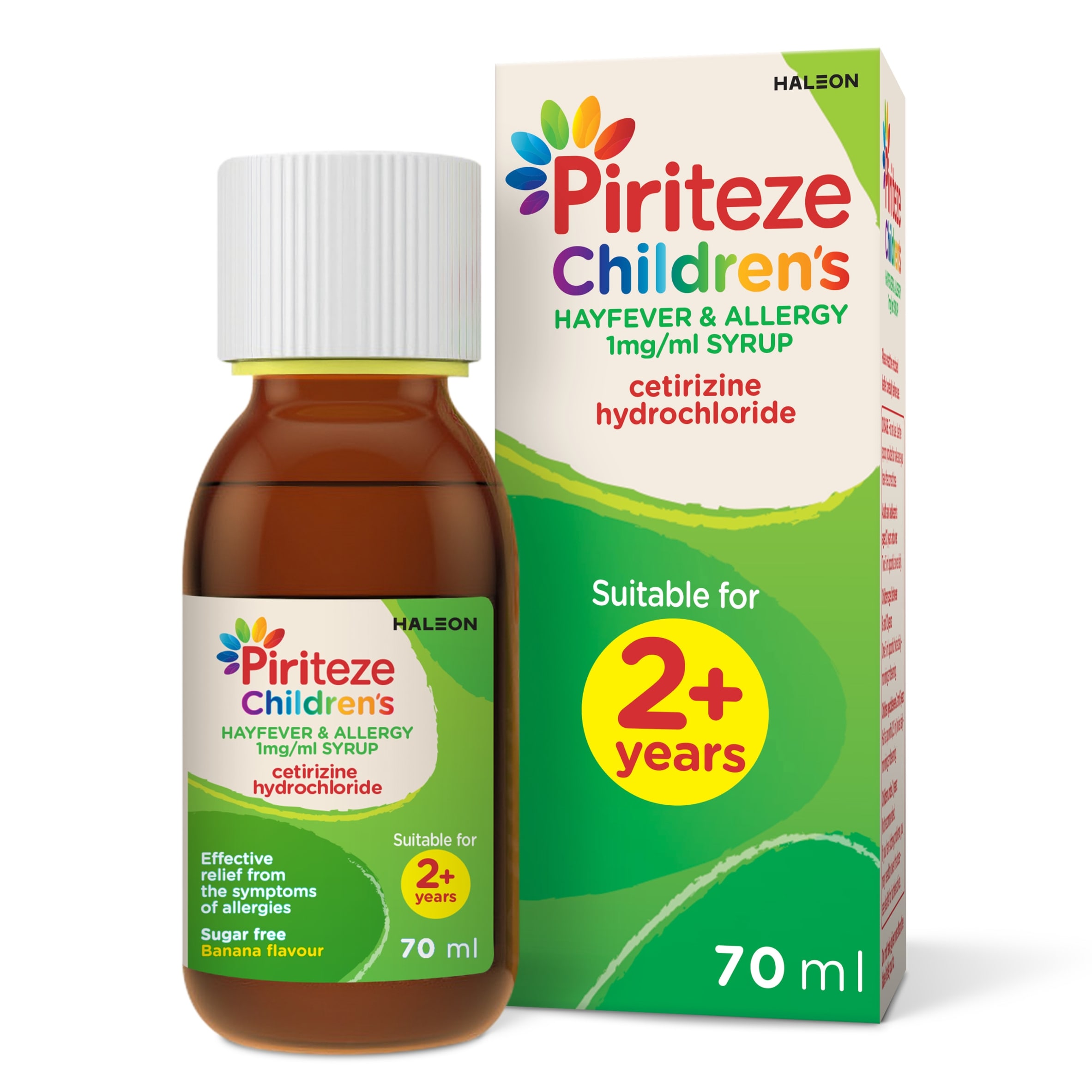 Piriteze Children's Hayfever & Allergy Relief Sugar Free Banana Syrup 2 Years+ 70ml