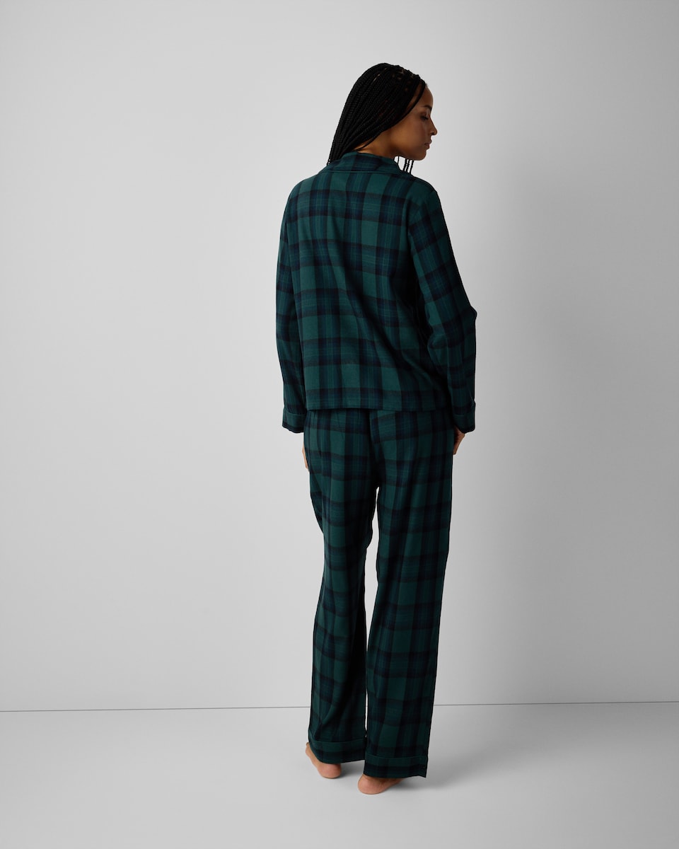 image 1 of Christmas Cotton Rich Checked Revere Matching Family Pyjama Set in Multi Green