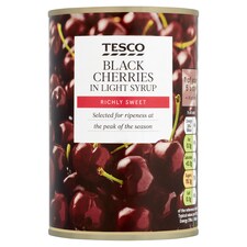 Tesco Black Cherries In Light Syrup 425G
