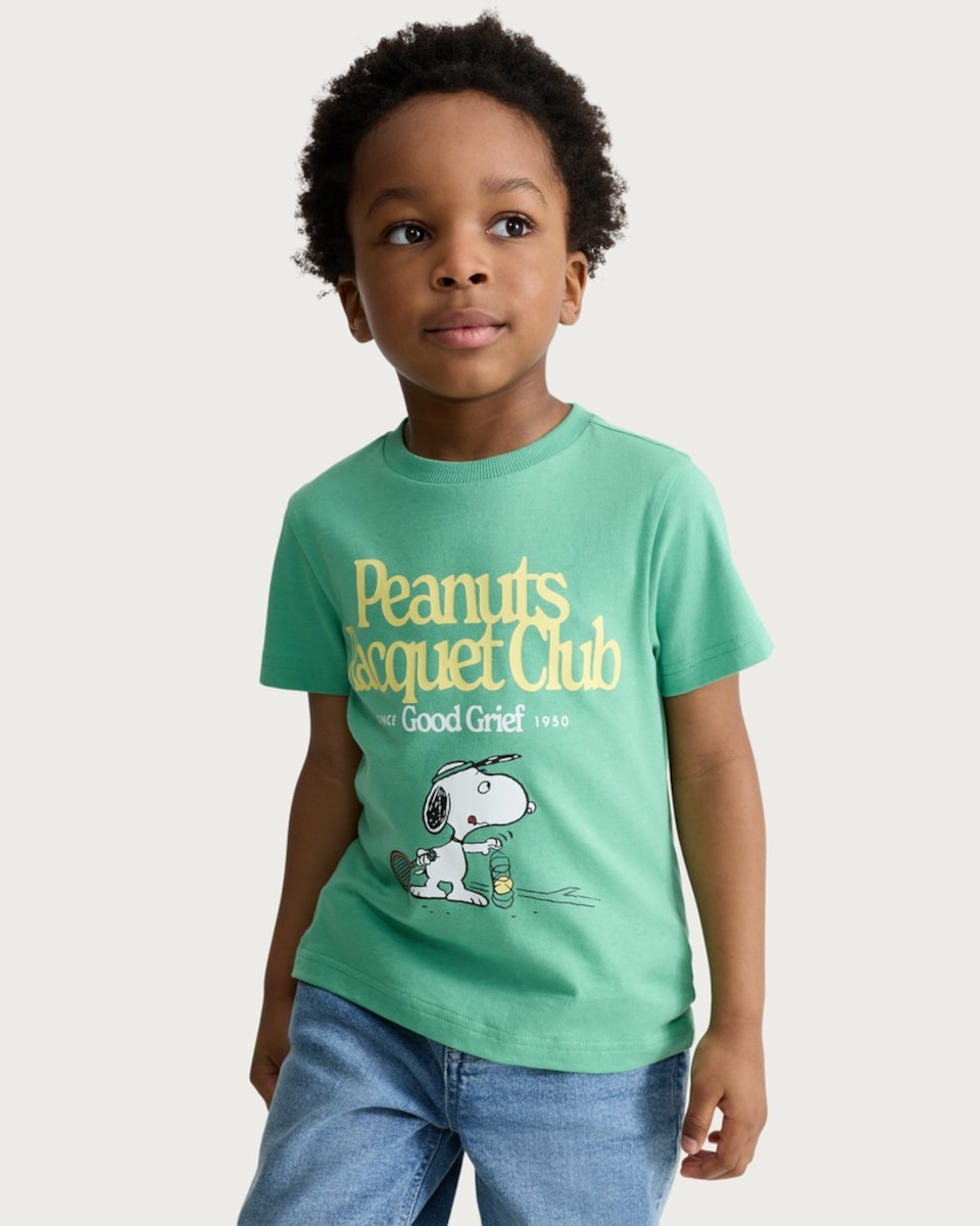 image 1 of Snoopy Pure Cotton Short Sleeved T-Shirt in Green