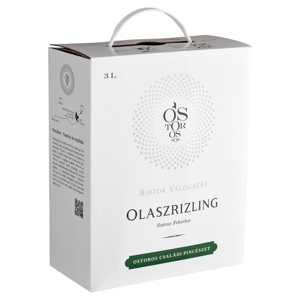 Ostorosbor Bag-In-Box Felső-Magyarországi Olaszrizling száraz fehérbor 13% 3 l 1. kép