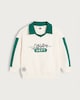image 4 of F&F Boys Cotton Rich Athletics Dept Slogan Rugby Sweatshirt in Cream