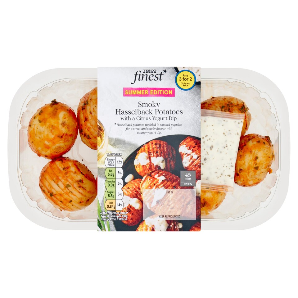Tesco Finest Smoky Hasselback Potatoes With Citrus Dip 450G Tesco