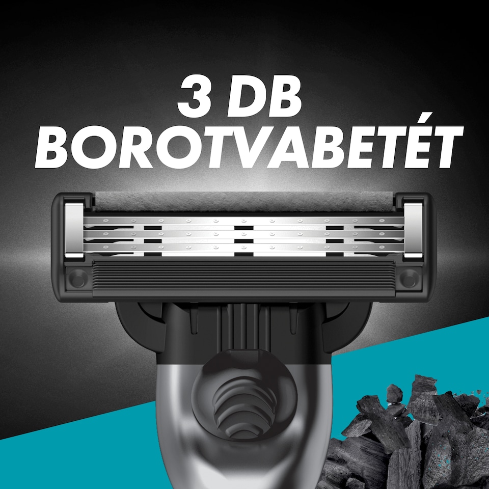 Gillette Mach3 Charcoal Férfi Borotvabetétek, 8 3 Pengés Borotvabetétek  1. kép