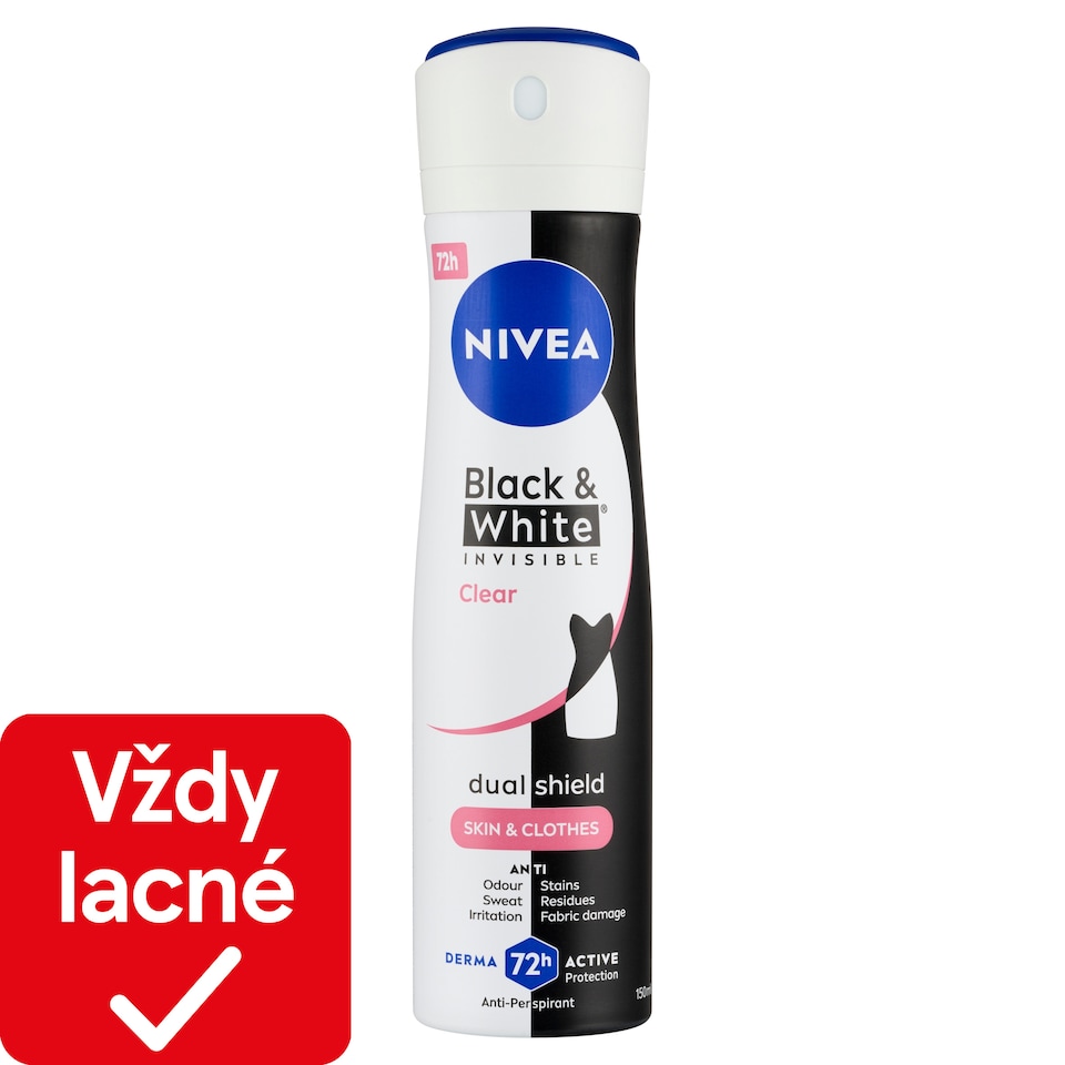 obrázok 1 z Nivea Black & White Invisible Clear Sprej antiperspirant 150 ml