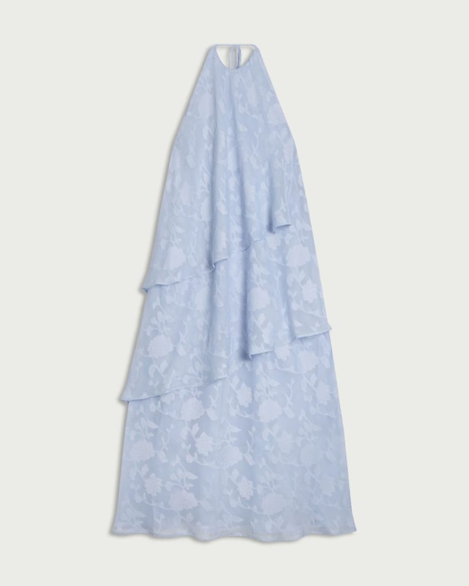 image 1 of F&F Floral Tiered Maxi Dress in Blue