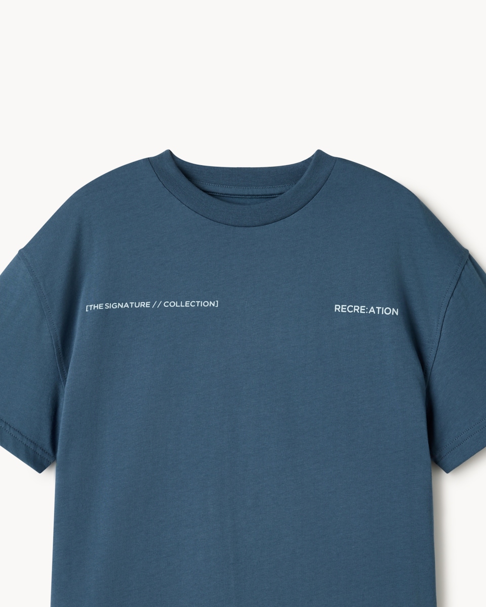 image 1 of F&F Boys Pure Cotton Slogan Oversized Fit T-Shirt in Blue