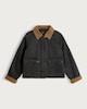 image 5 of F&F Girls Corduroy Collar Waxed Jacket in Black