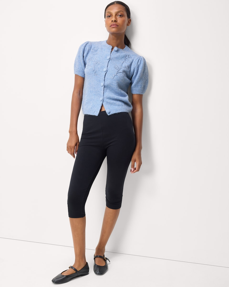 image 1 of F&F Floral Short Sleeved Cardigan in Blue