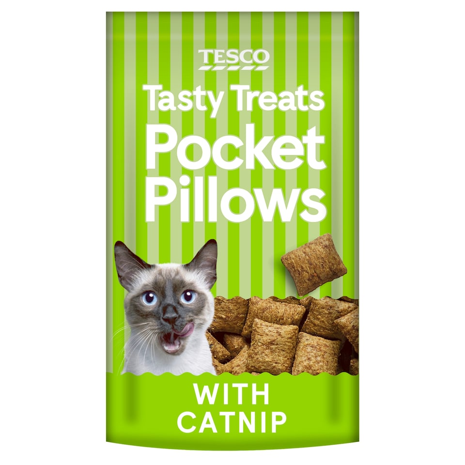 image 1 of Tesco Tasty Treats Pocket Pillows With Catnip 65G