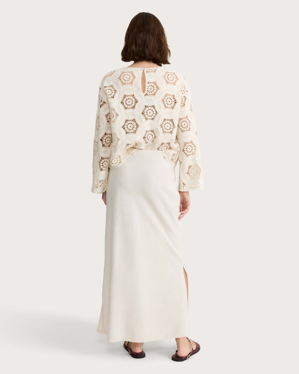 image 1 of F&F Split Hem Midi Slip Skirt in Neutral