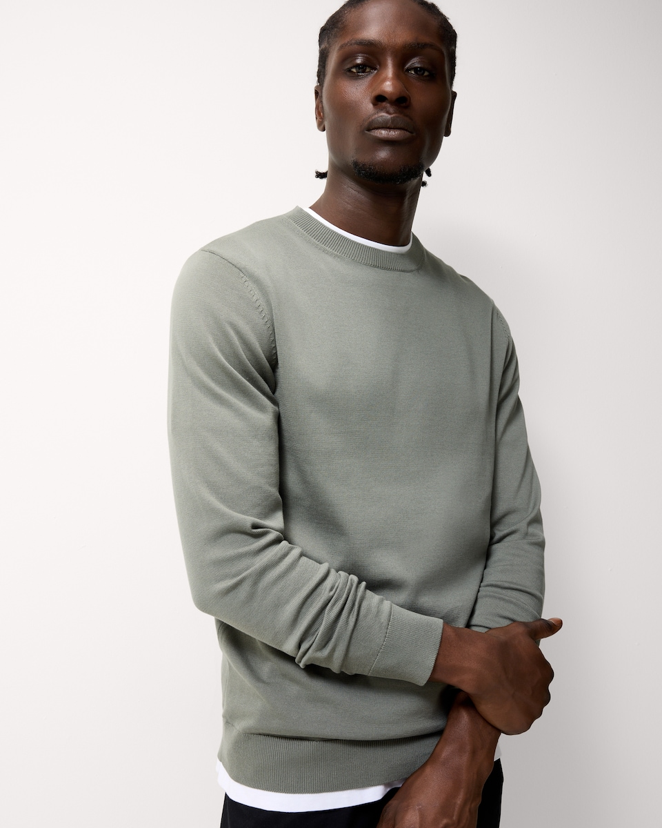 image 1 of F&F Pure Cotton Crew Neck Jumper in Green
