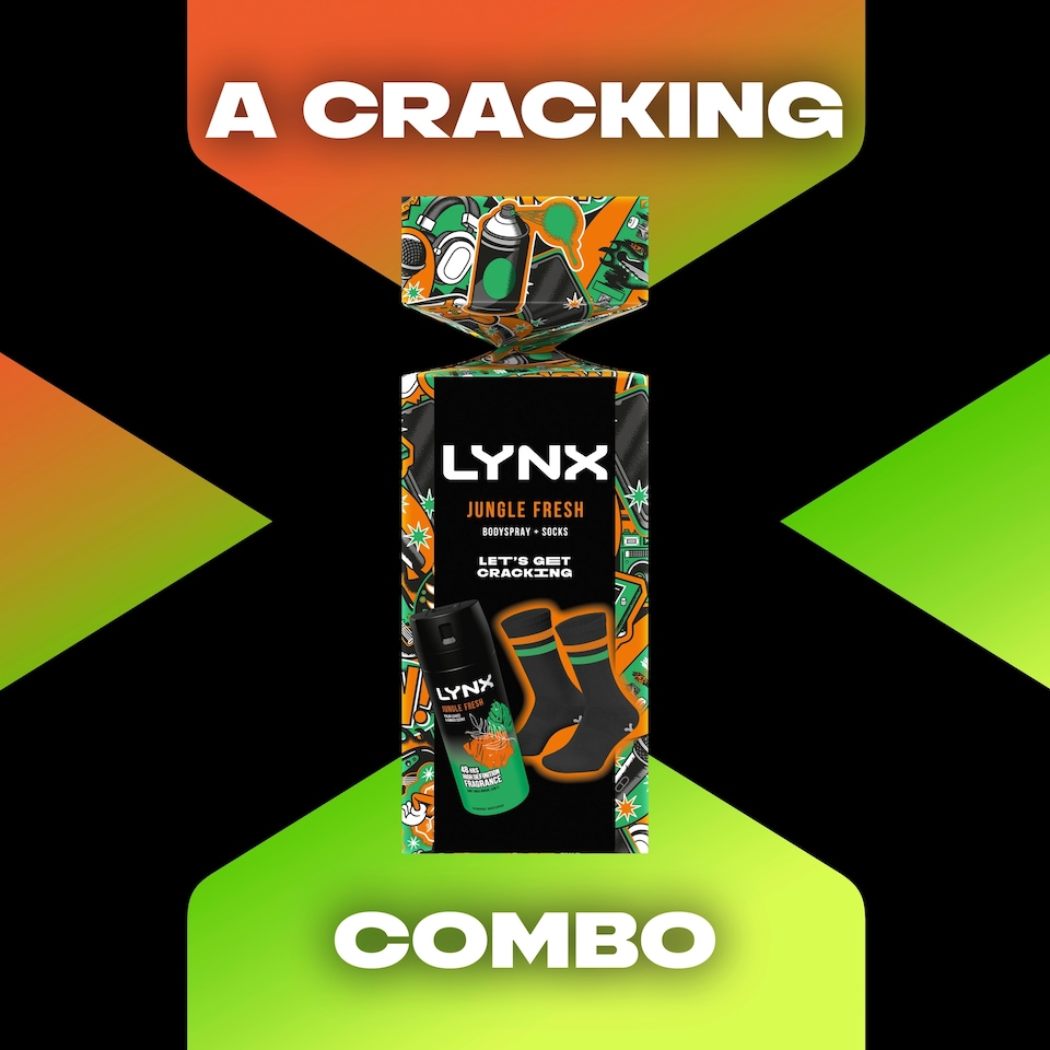 image 1 of Lynx Jungle Fresh Body Spray & Socks Cracker Gift Set