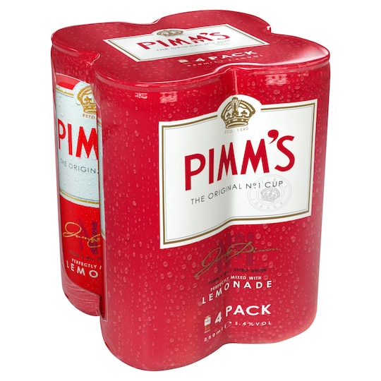 Pimm's & Lemonade 4 X 250Ml Tesco Groceries
