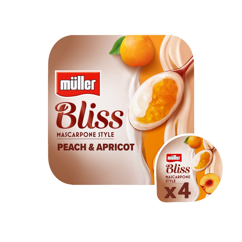 Muller Bliss Mascarpone Peach & Apricot Yogurts 4 x 110g
