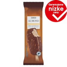 Tesco Mrazený krém vanilkový v mliečnej čokoláde s praženými kúskami mandlí 120 ml