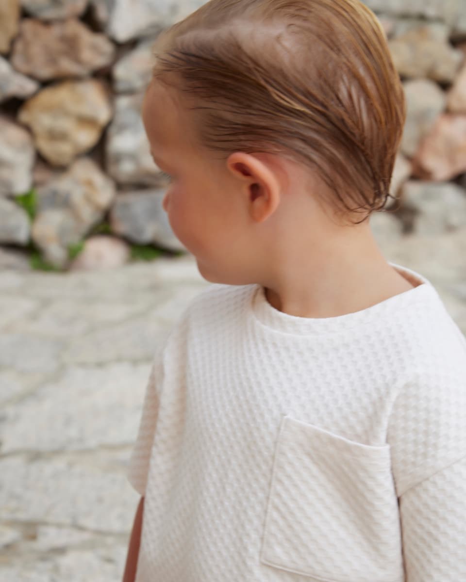 image 1 of F&F x Samantha Faiers Textured T-Shirt and Shorts Set in Cream