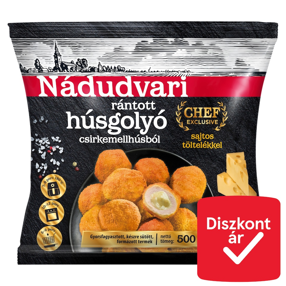 Nádudvari rántott húsgolyó csirkemellhúsból sajtos töltelékkel 500 g