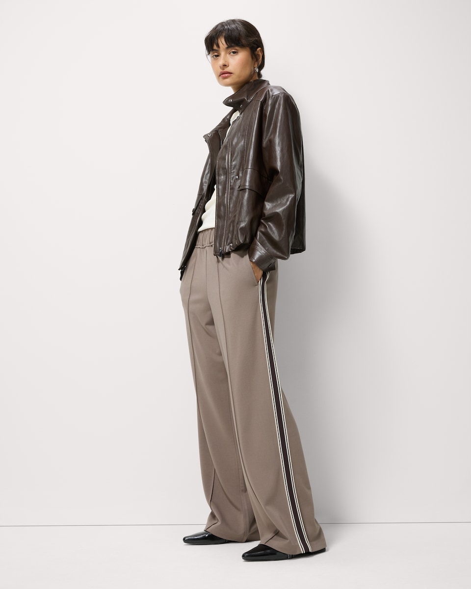 image 1 of F&F Side Stripe Wide Leg Trousers in Tan