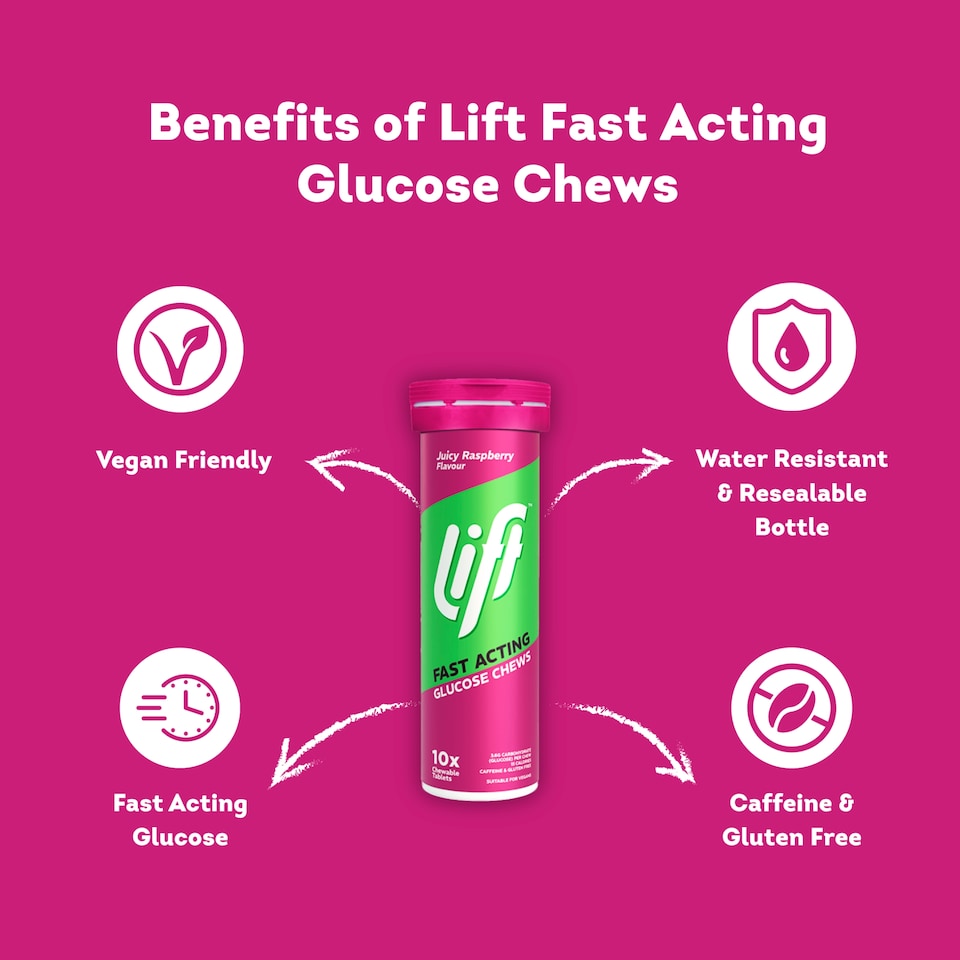 image 1 of Lift Raspberry Glucose Chews & Tabs Supplement 10s 40G