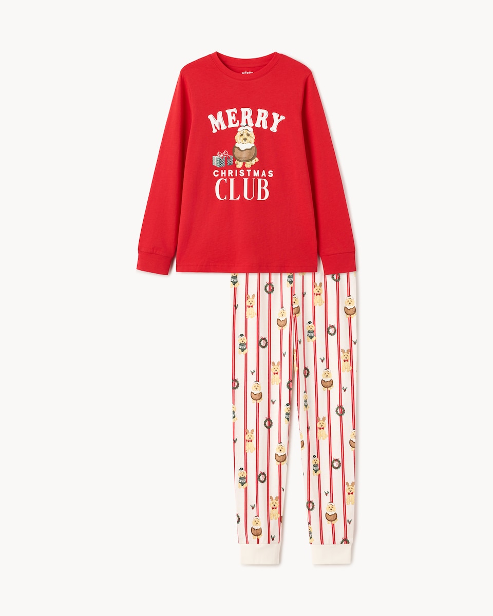 image 1 of Christmas Kids Pure Cotton Christmas Pup Family Matching Pyjama Set in Multi Red