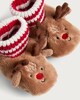 image 3 of F&F Baby Fleece Reindeer Ribbed Booties in Multi