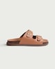image 1 of F&F Double Strap Footbed Sandals in Tan