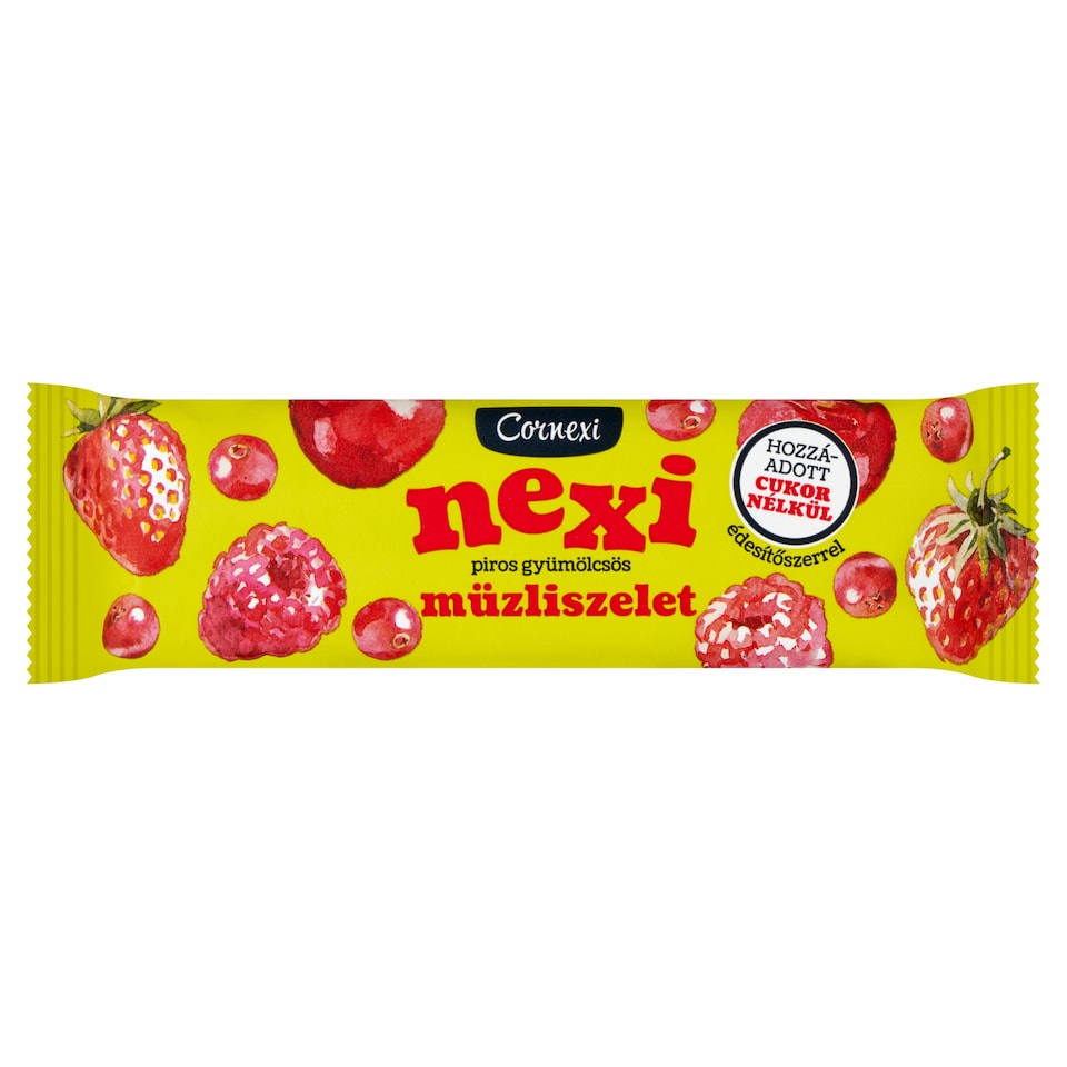 Cornexi nexi piros gyümölcsös müzliszelet  édesítőszerrel, hozzáadott cukor nélkül 25 g