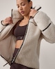 image 4 of F&F Active OUTDOOR Borg Textured Zip Up Jacket in Cream