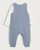 image 2 of F&F Baby Cotton Rich Car Print Bodysuit and Dungarees Set in Blue