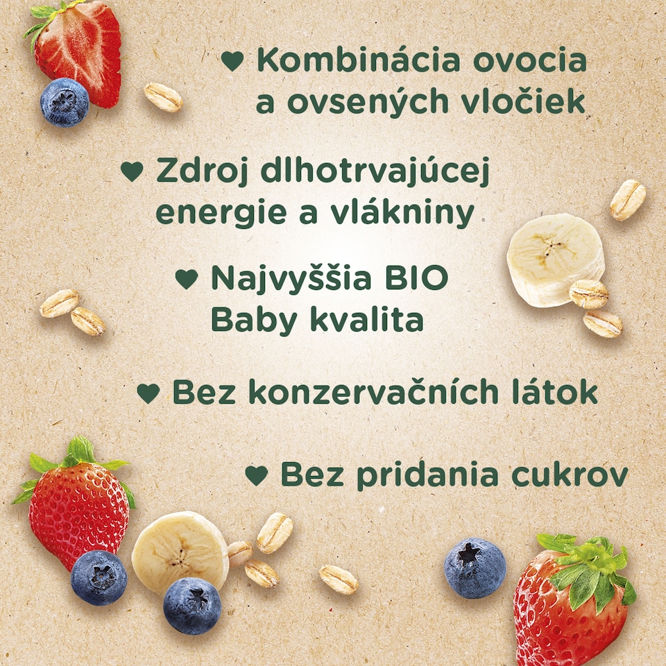 image 1 of Sunar Organic Hopsáček Strawberry, Banana, Blueberry + Oatmeal 100 g