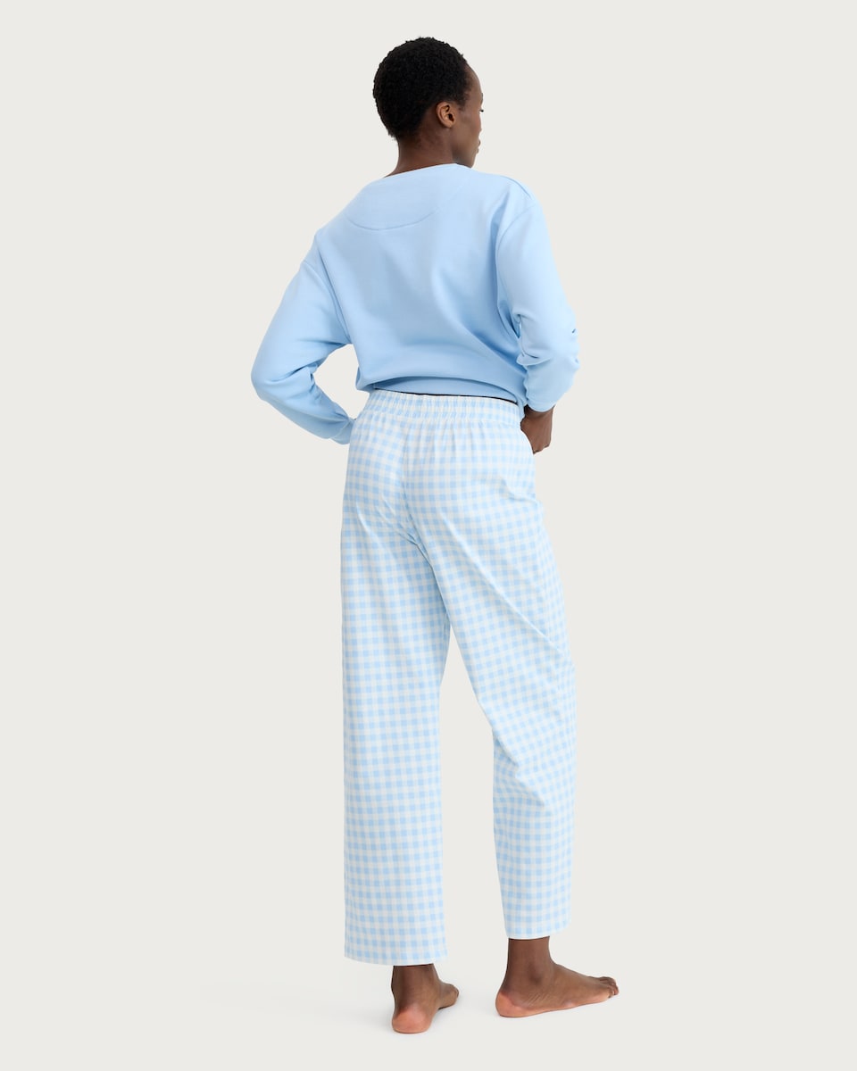 image 1 of F&F Cotton Rich Sunday Brunch Slogan Pyjama Set in Blue