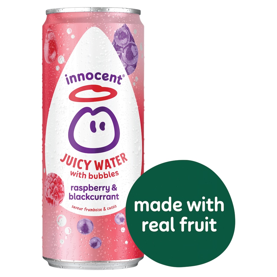 image 1 of Innocent Juicy Water with Bubbles Raspberry & Blackcurrant Juice Drink 330ml