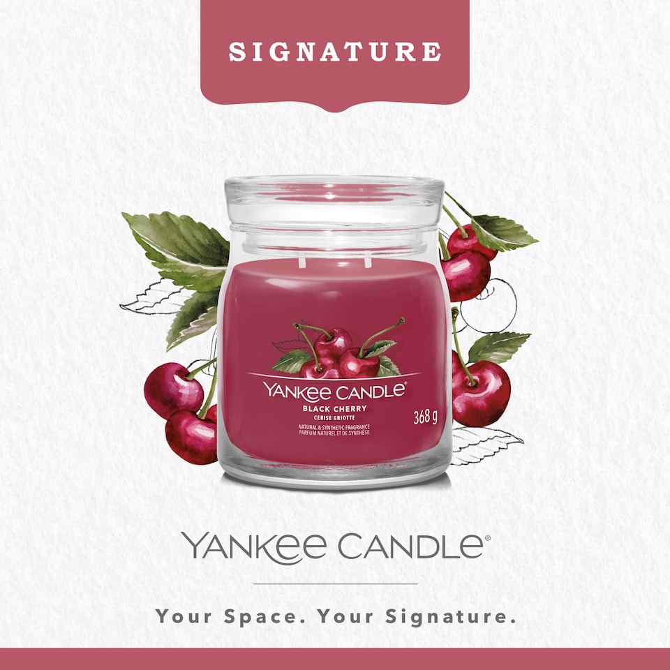 image 1 of Yankee Candle Signature Black Cherry Medium Candle 368g