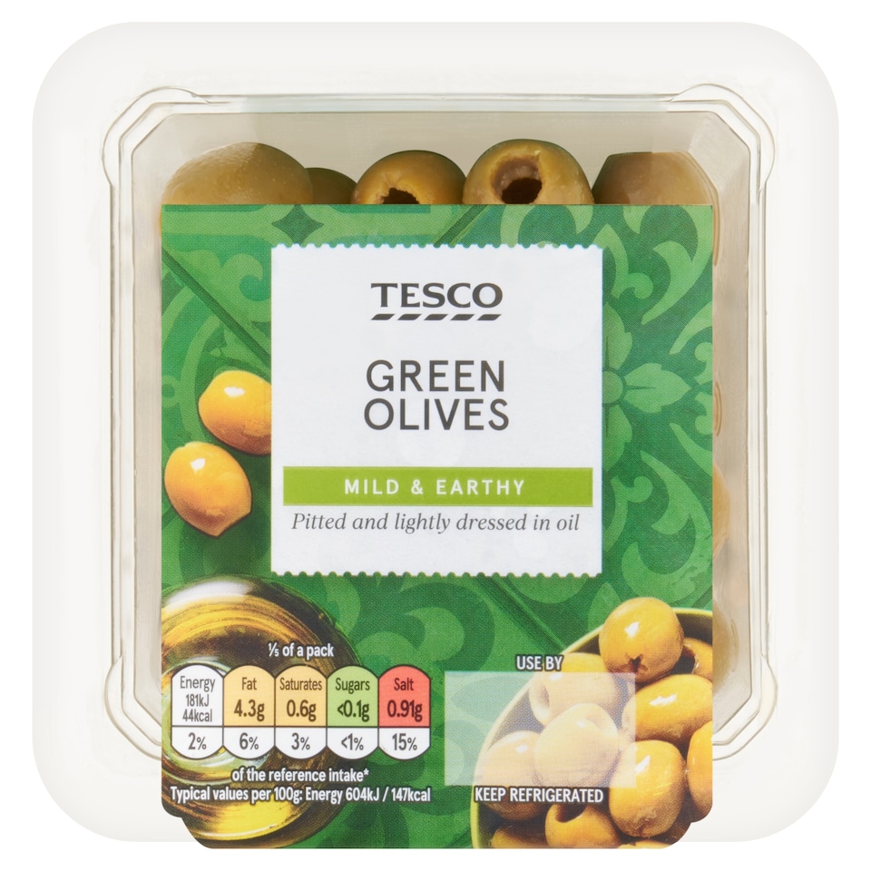 Tesco Green Olives 150g
