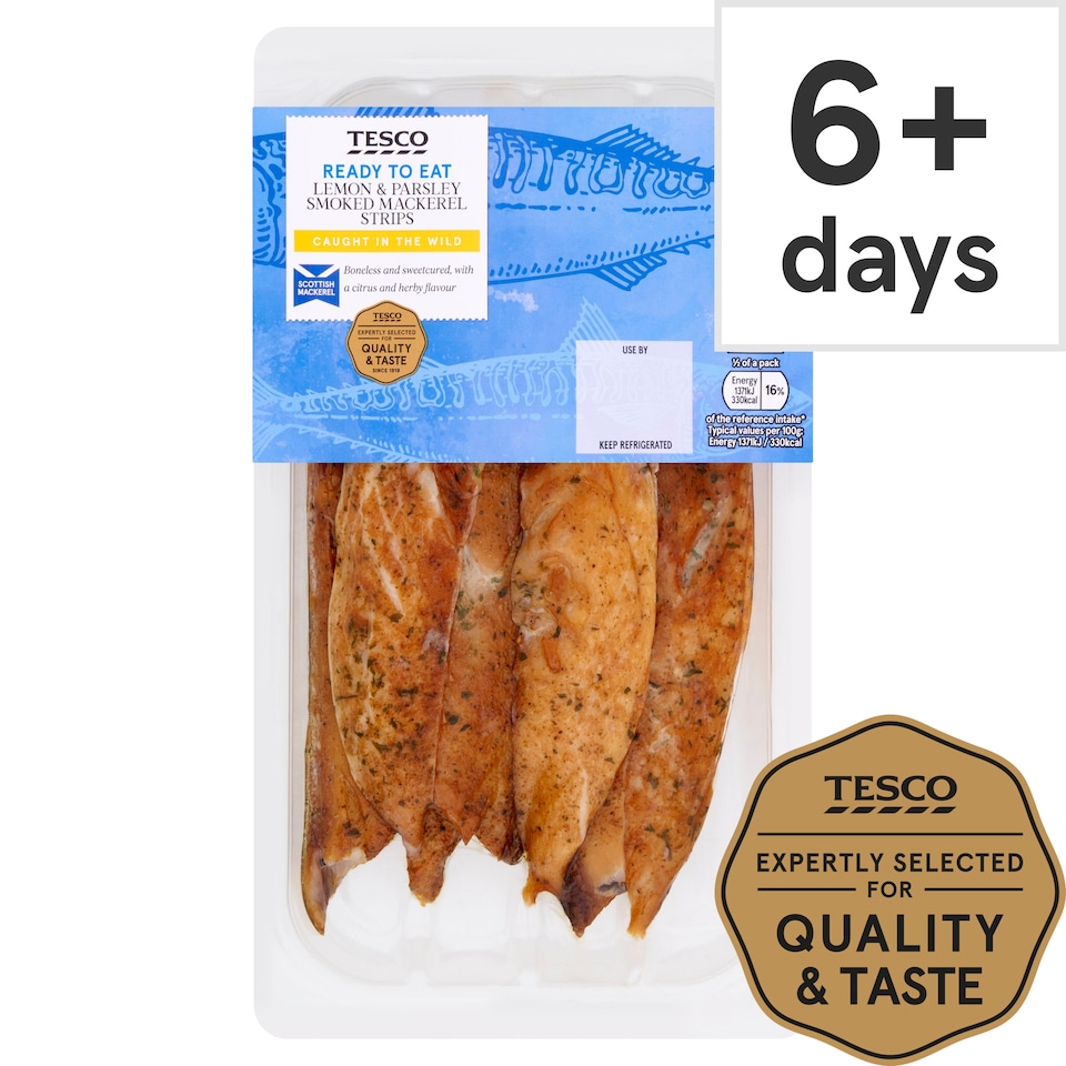 Tesco Lemon & Parsley Smoked Mackerel Strips 200G