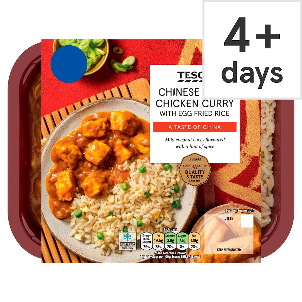 Tesco Chinese Style Chicken Curry With Egg Fried Rice 400G