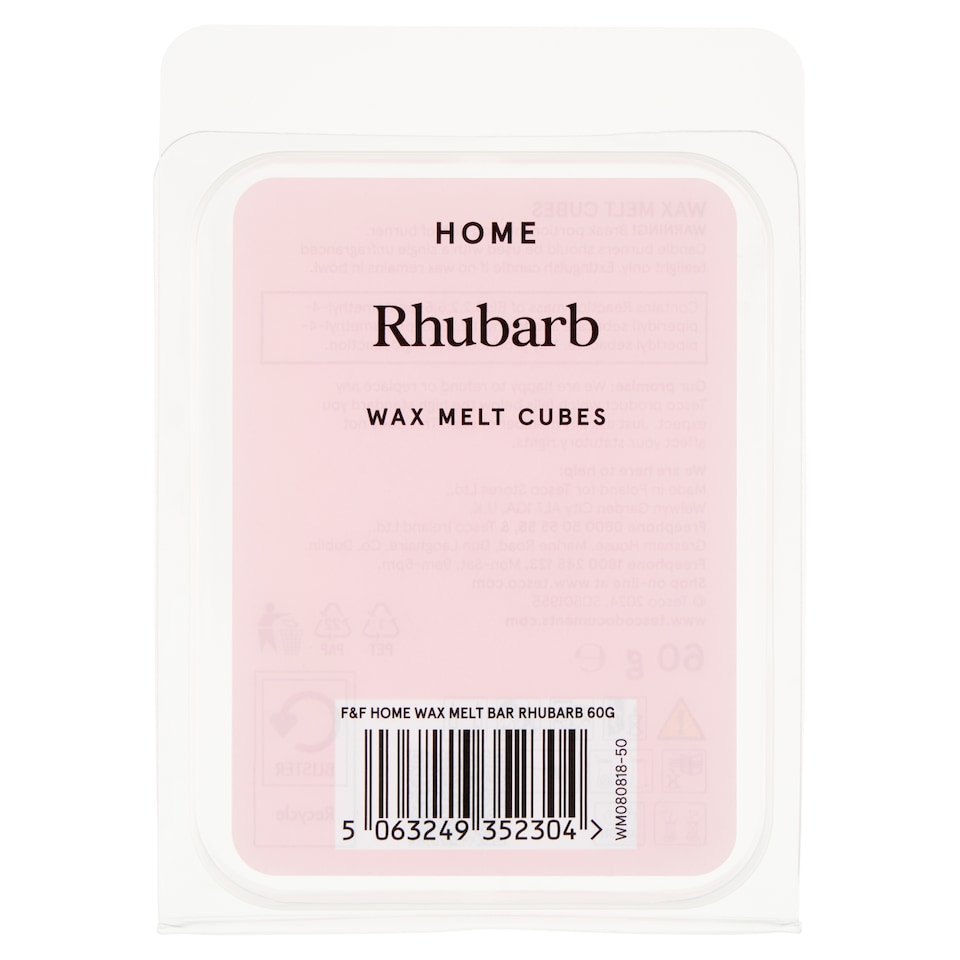 image 1 of F&F Home Rhubarb Wax Melt Bar 60 g