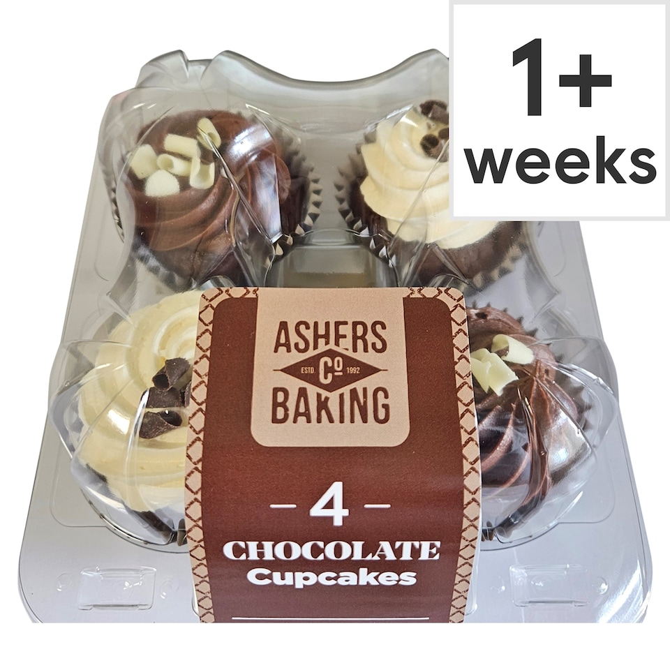 Ashers Chocolate Cupcakes 4 Pack