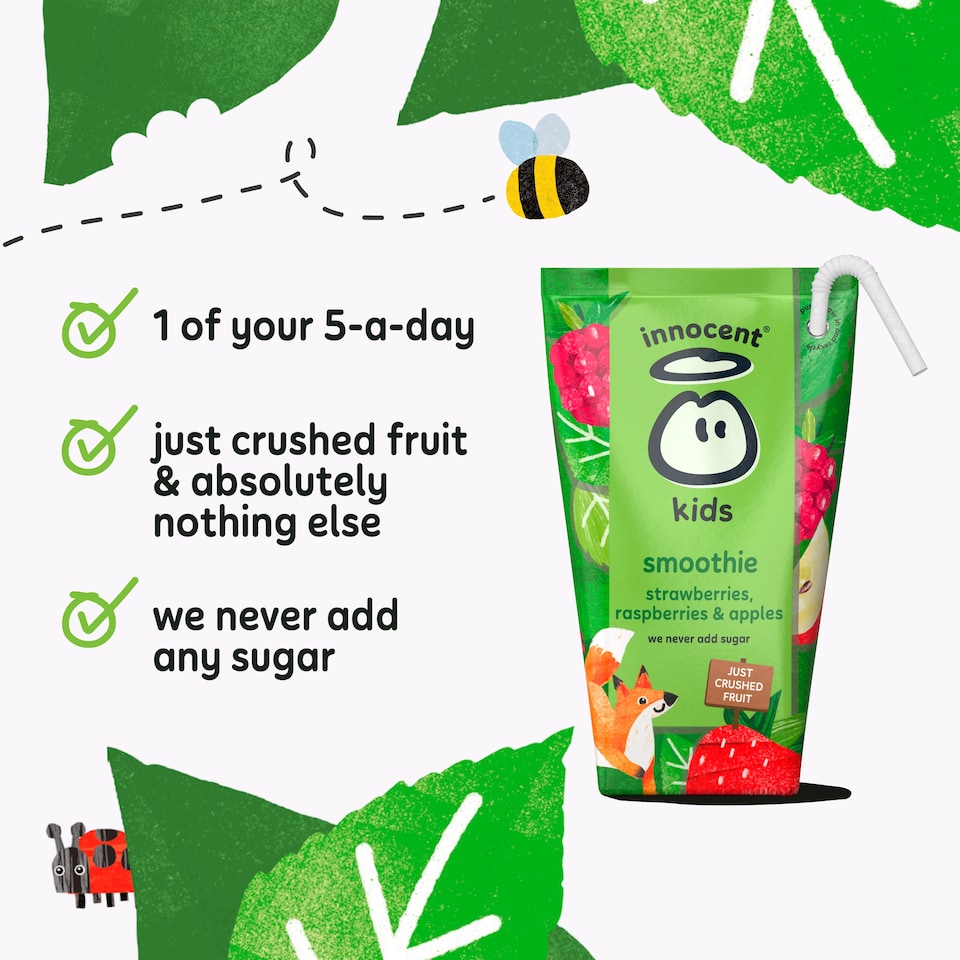 image 1 of innocent Kids Smoothies Strawberries, Raspberries & Apples 4 x 150ml