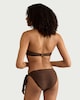 image 3 of F&F Textured Halter Neck Bead Detail Bikini Top in Brown