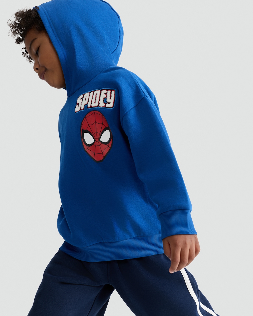 image 1 of Marvel Spider-Man Cotton Rich Hoodie in Navy