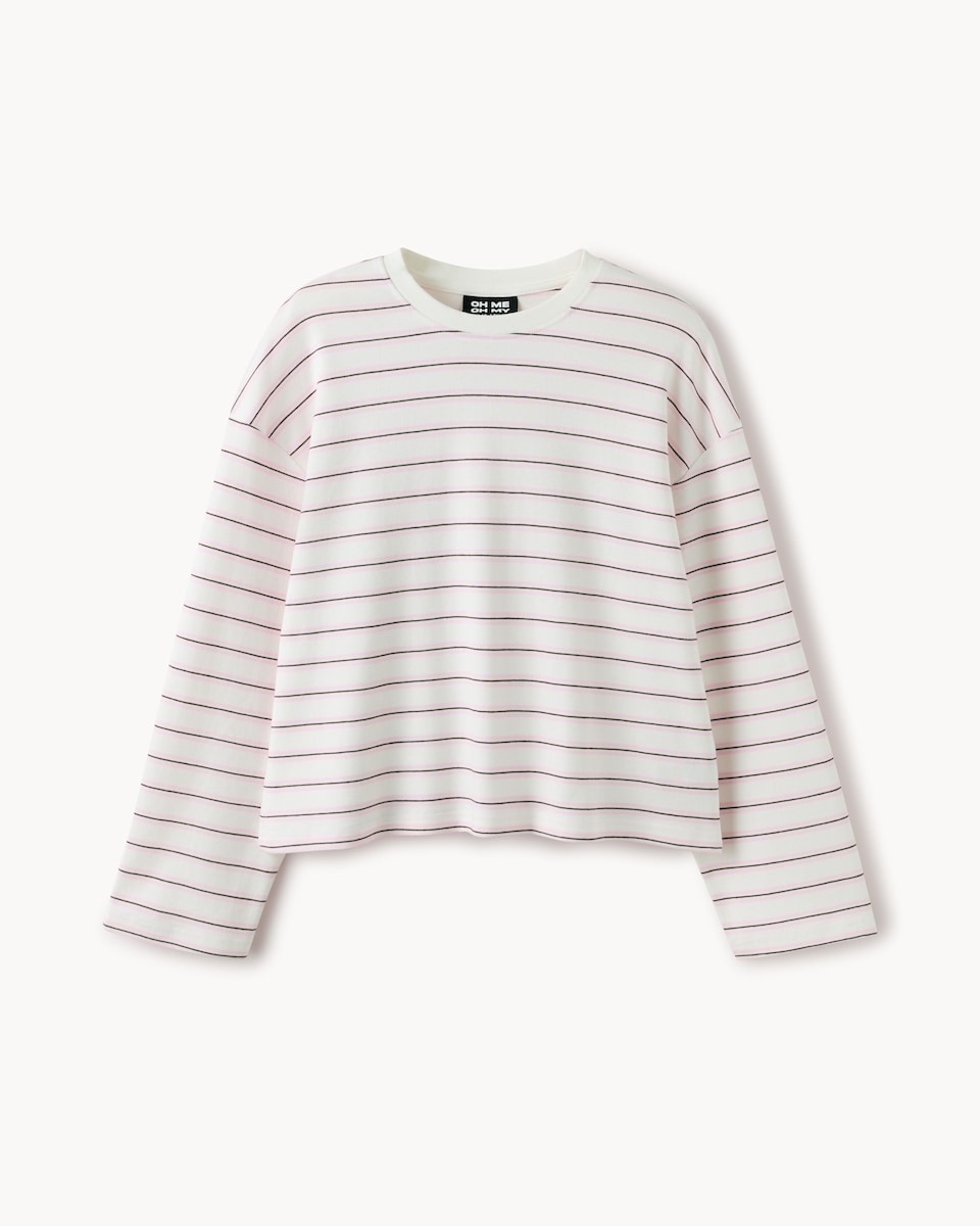 image 1 of OH ME OH MY Pure Cotton Striped Top in Multi Pink