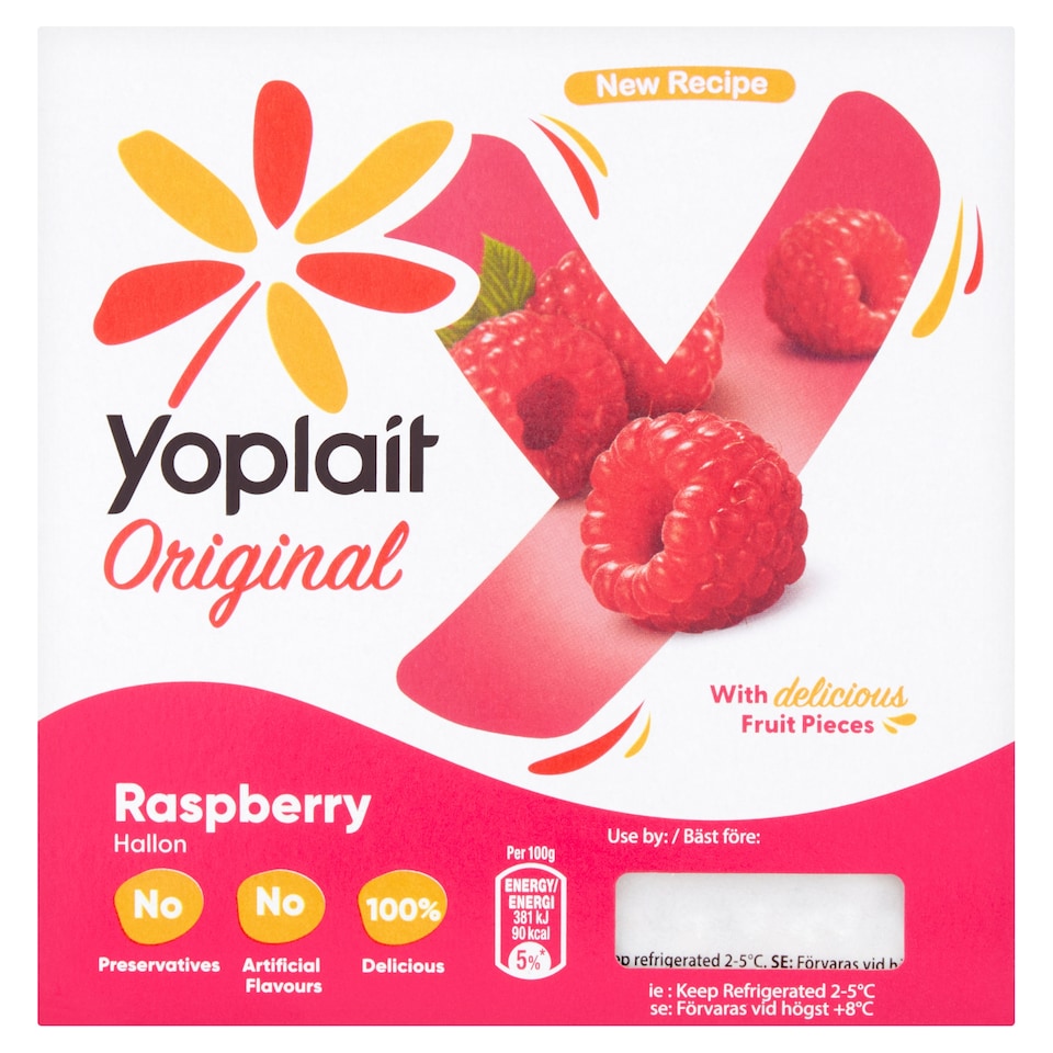 Yoplait Raspberry Yoghurt 4 X125g