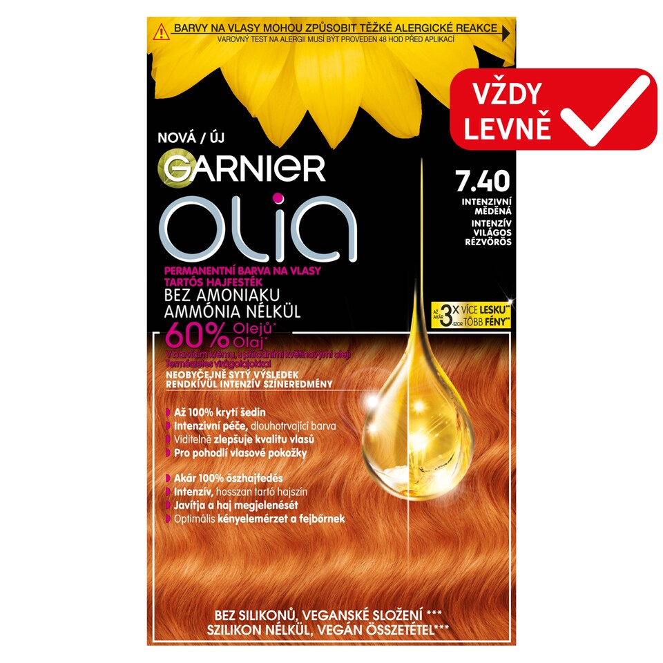 Garnier Olia permanentní barva na vlasy 7.40 intenzivní měděná
