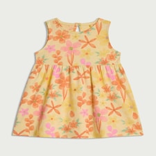 F&F Baby Pure Cotton Floral Print Sleeveless Dress in Yellow